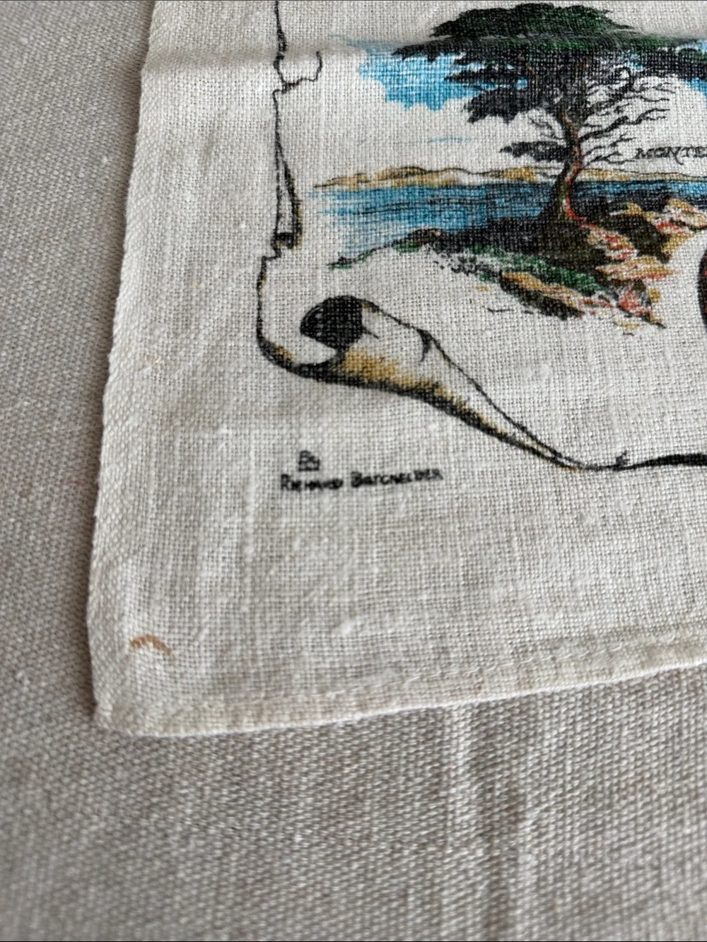 VTG Kay Dee California Souvenir 100% Pure Linen Tea Towel